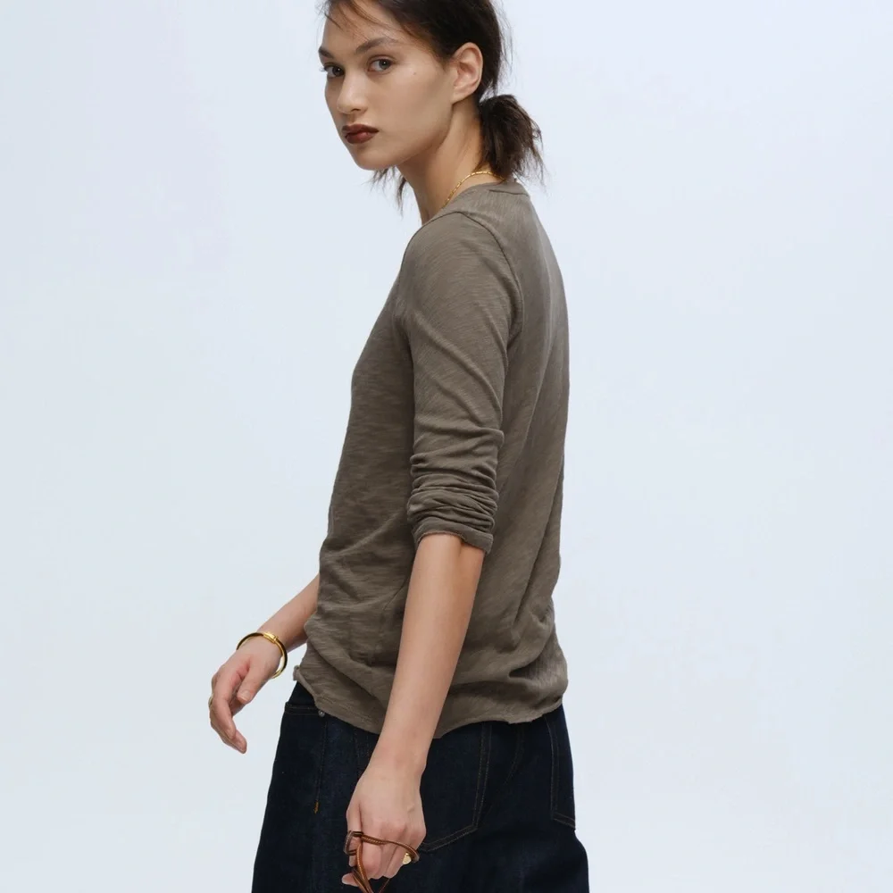 ATM SLUB JERSEY LONG SLEEVE DESTROYED WASH TEE - Picture 2 of 6